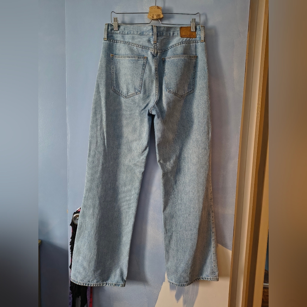 Denim Forum Maya Mid-Rise Wide Leg Light Wash Organic Cotton Blue Jeans 29 - Picture 5 of 9